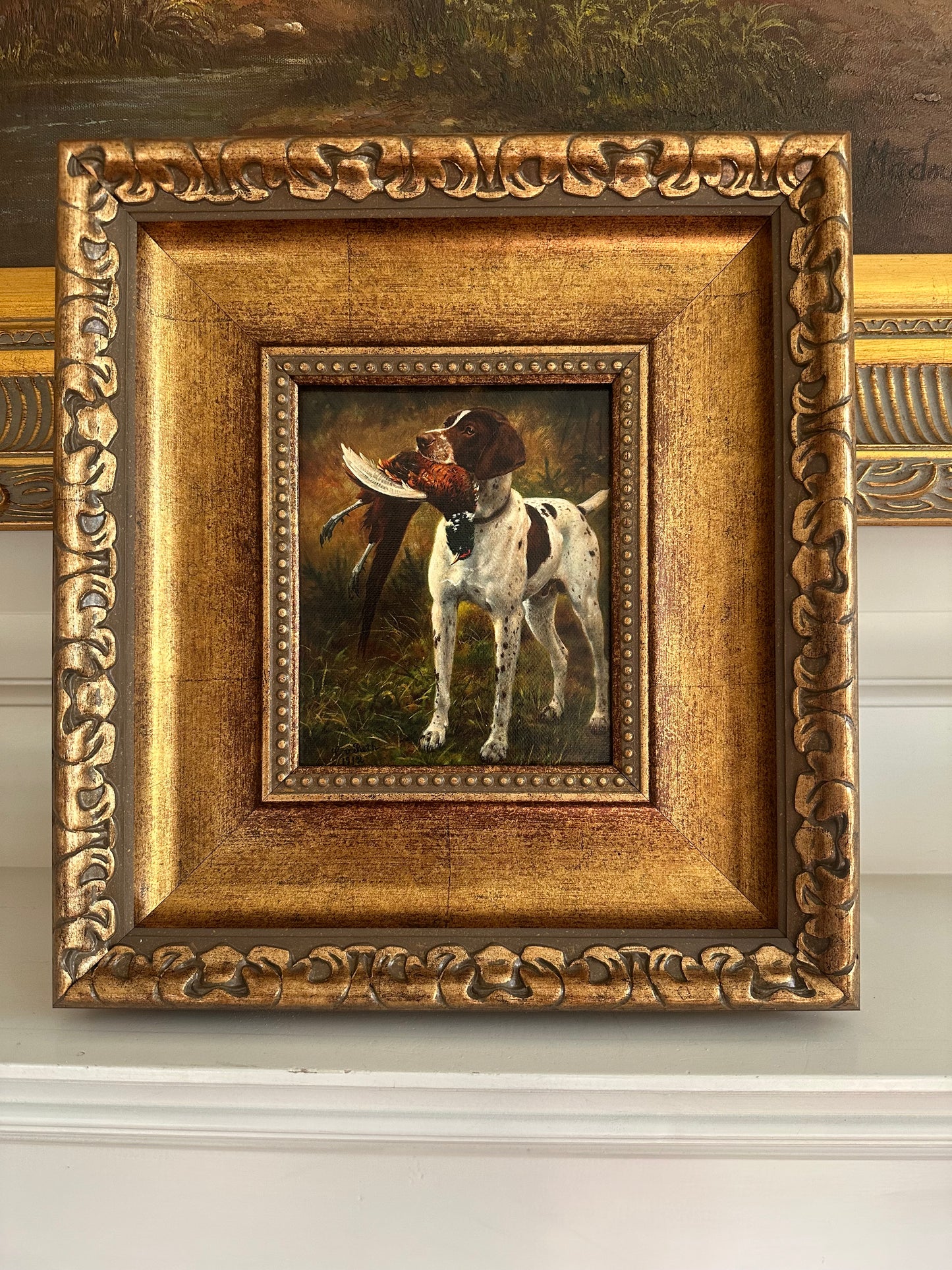 English Pointer with Pheasant Giclée