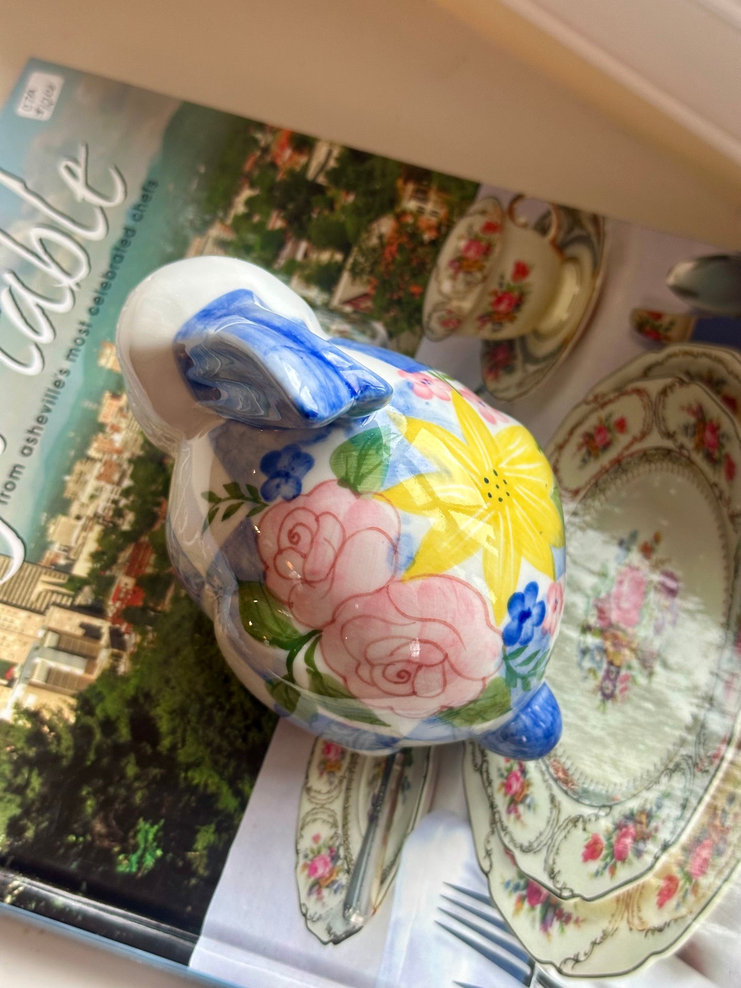 vintage painted porcelain bunny