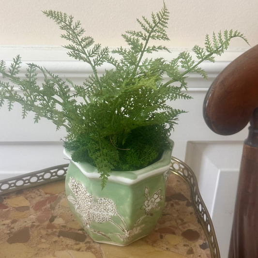 Green Hexagon Ceramic Planter, 4.5"