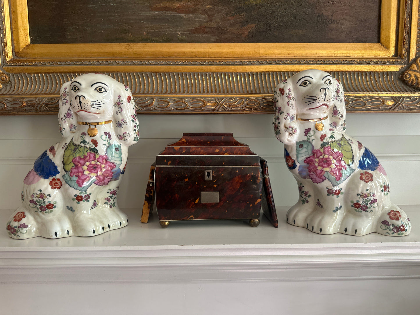 Staffordshire Style Dogs, Tobacco Leaf- Large