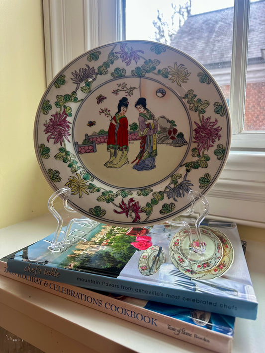 vintage handpainted chinese porcelain famille rose plate
