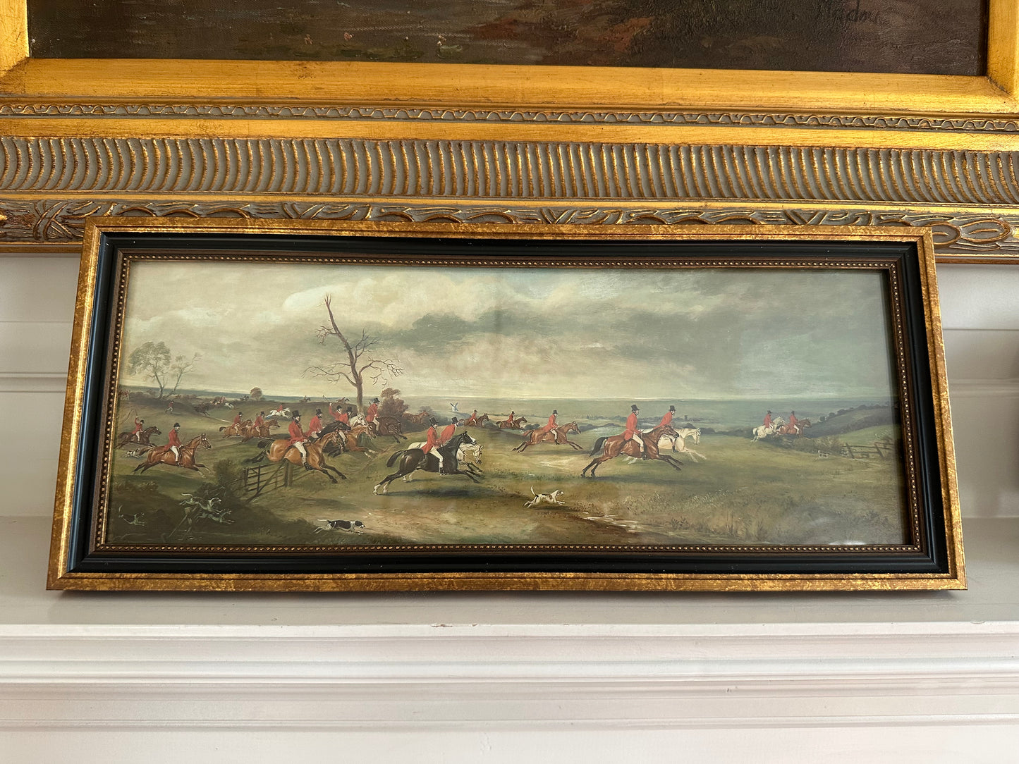 Fox Hunt Landscape Scene Framed Print