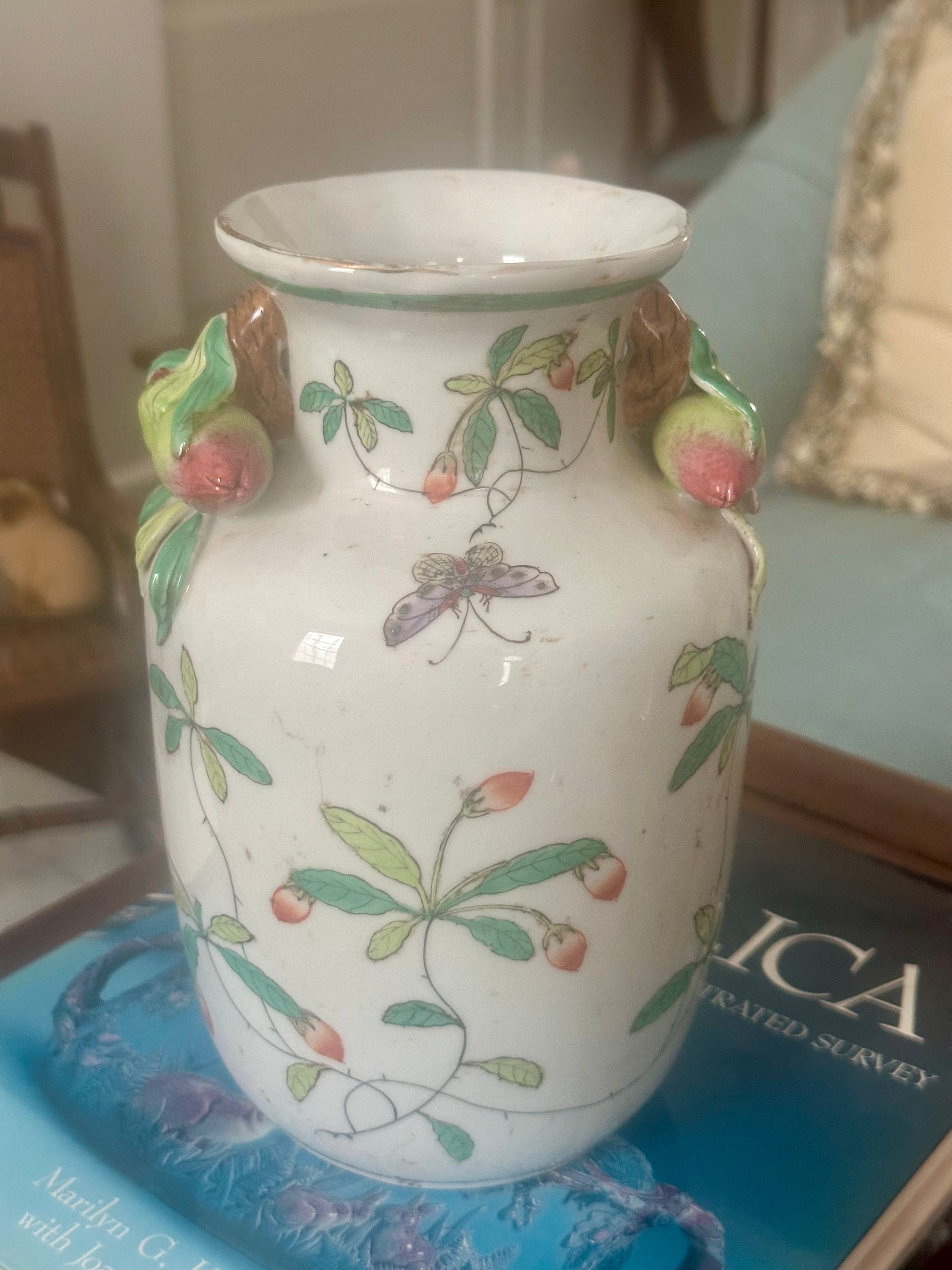 Antique Porcelain Chinoiserie Vase, 8.25"