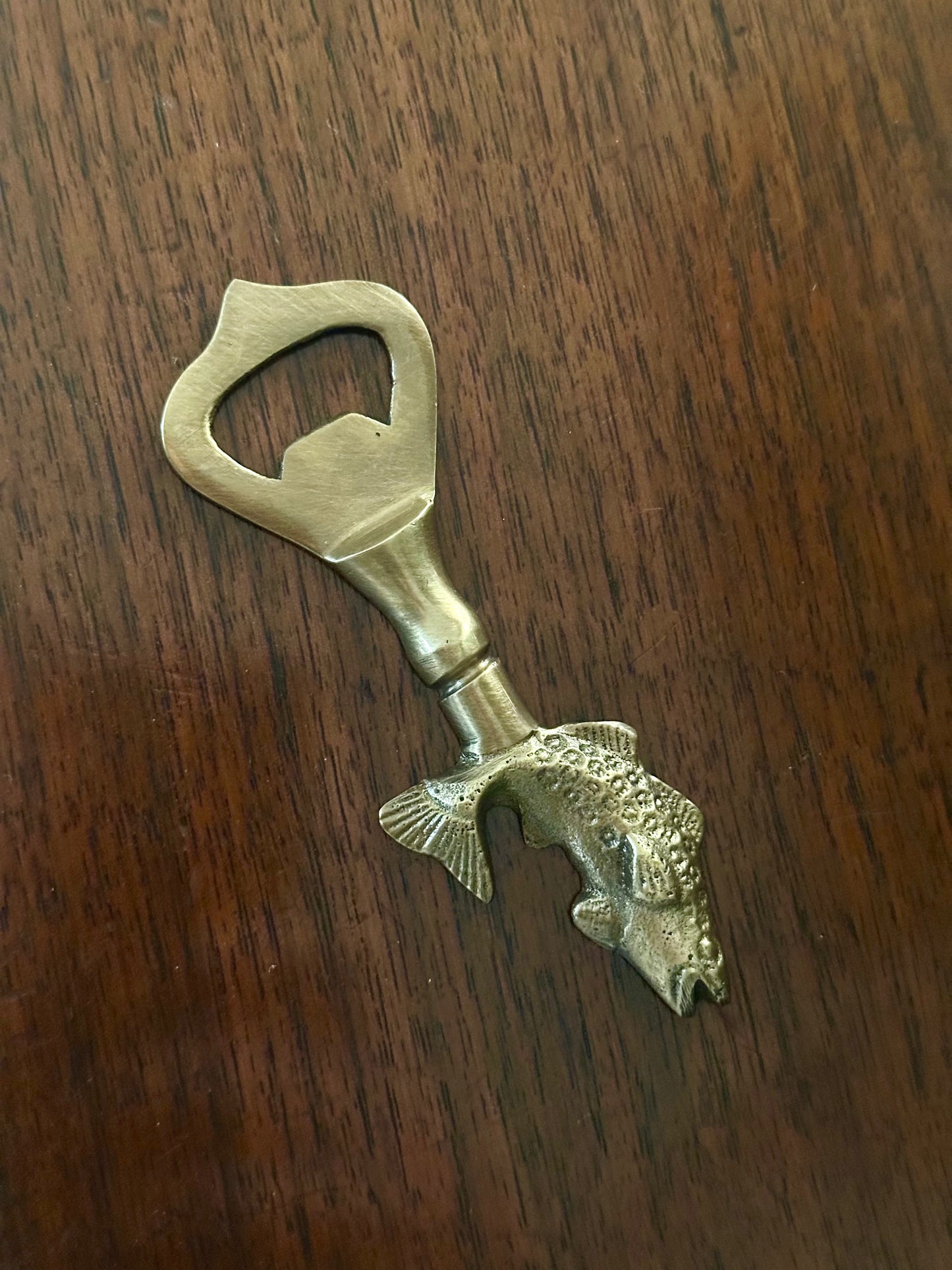 Antiqued Solid Brass Vintage Fish Bottle Opener, 4.25"