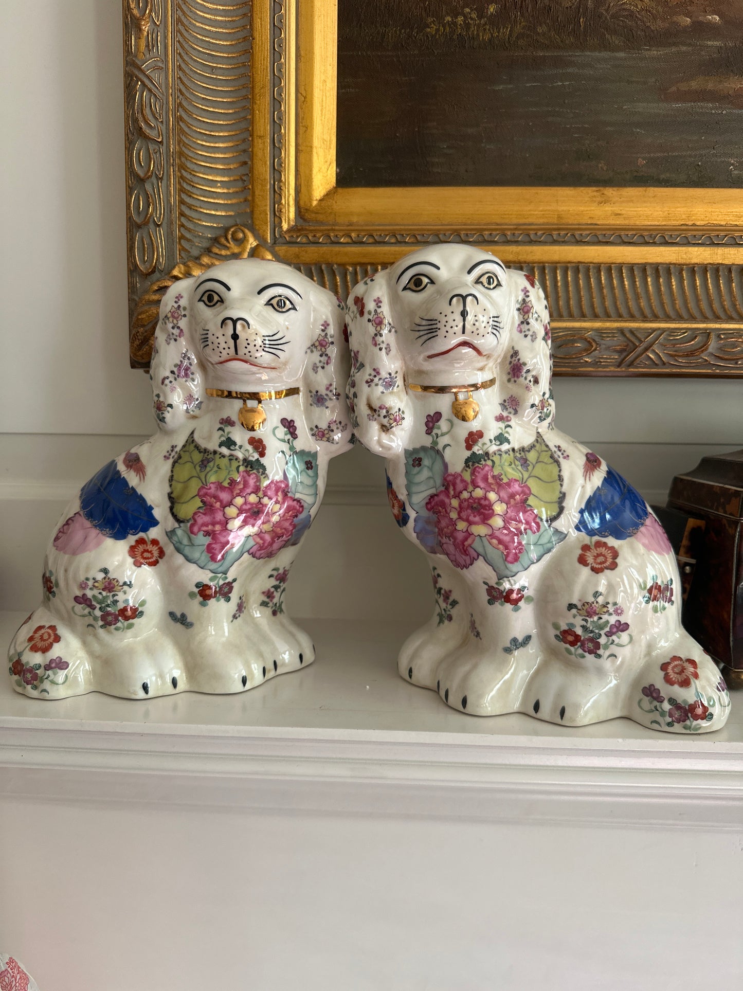 Staffordshire Style Dogs, Tobacco Leaf- Large