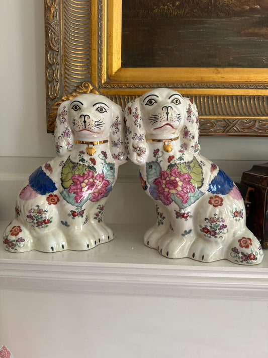 Staffordshire Style Dogs, Tobacco Leaf- Large