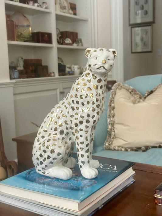 Ceramic Leopard Figurine, 11"