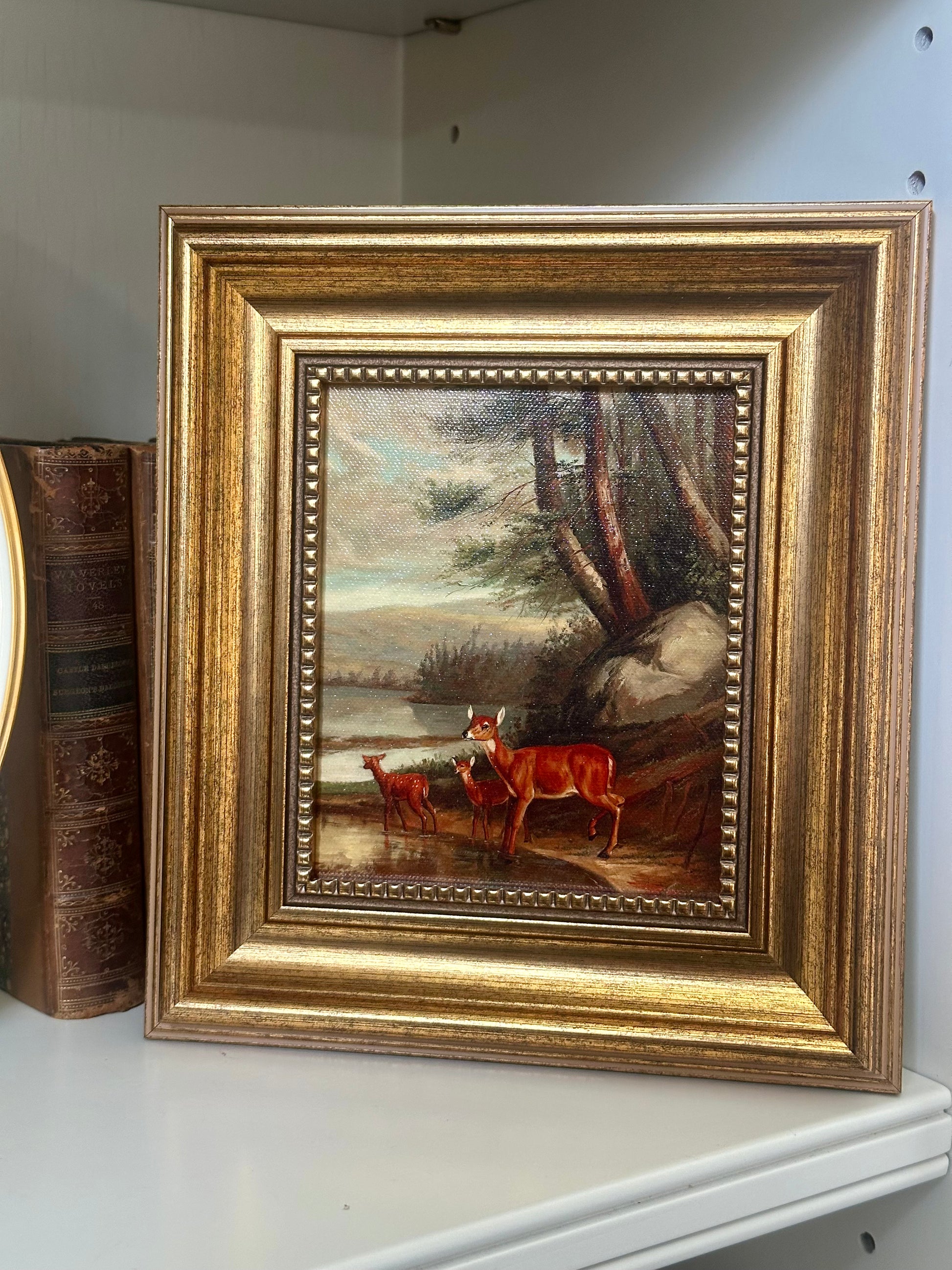 Deer Scene Vintage Giclée Painting Canvas
