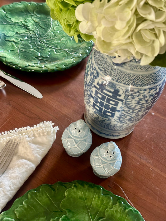 Ginger Jar Ceramic Salt & Pepper Shakers, Light Blue