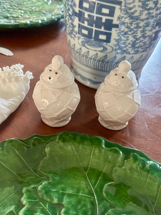 Ginger Jar Ceramic Salt & Pepper Shakers, White