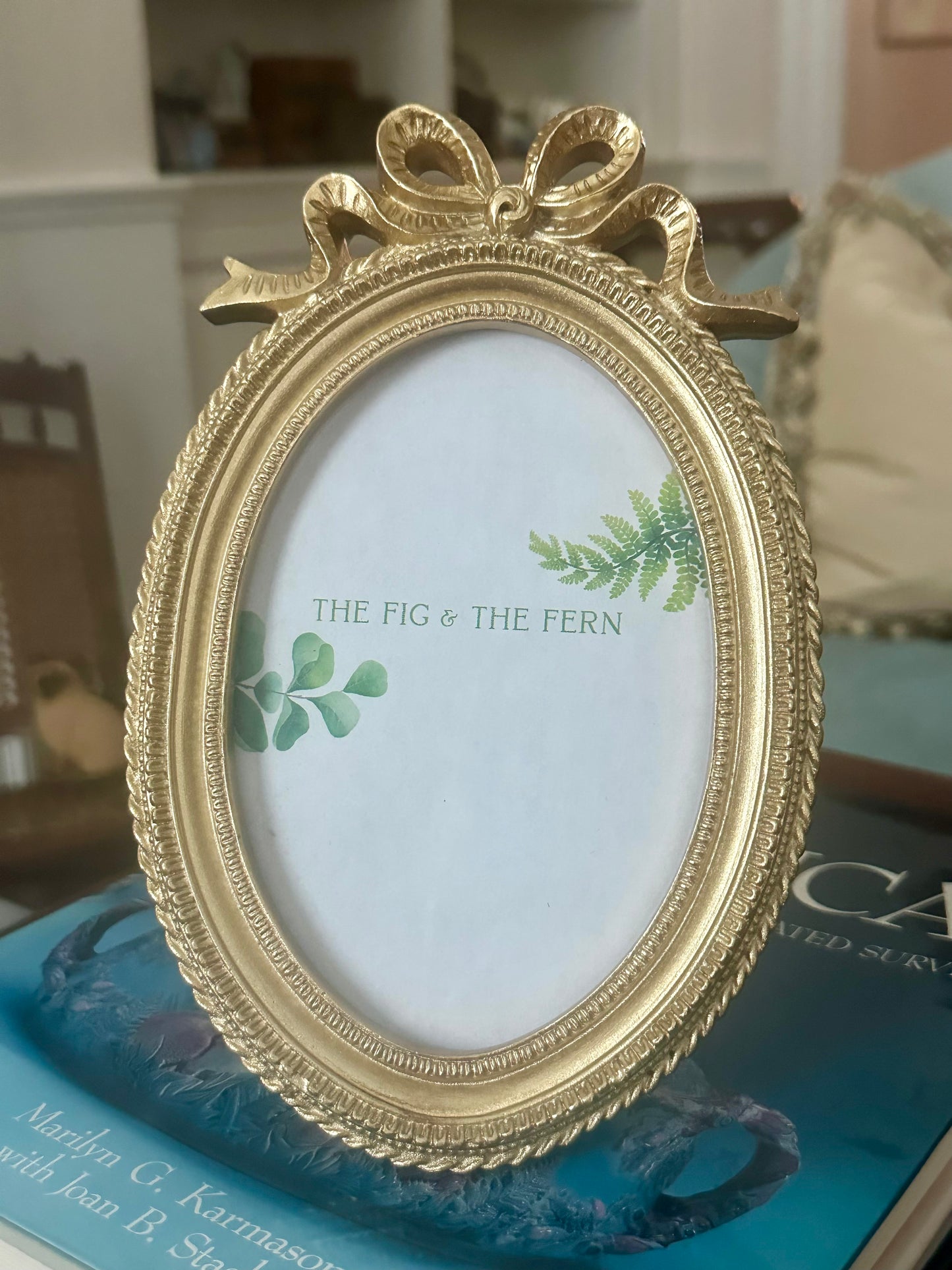 Gold Ribbon Oval Picture Frame, 4x6