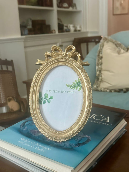 Gold Ribbon Oval Picture Frame, 4x6