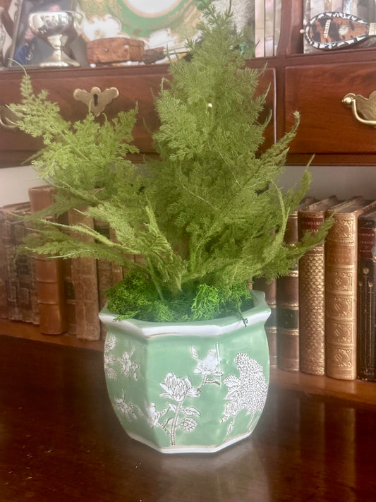 Green Hexagon Ceramic Planter, 6"