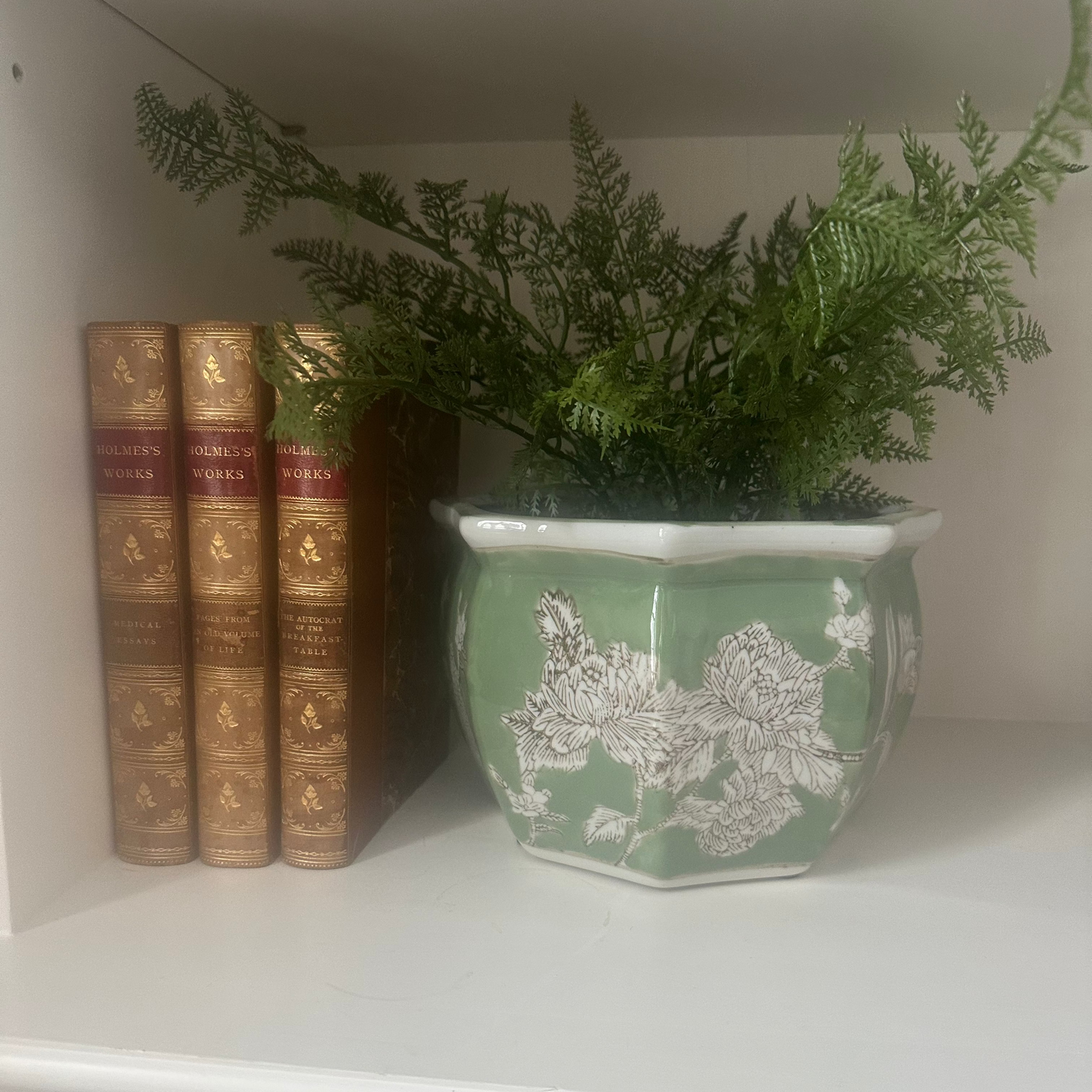 Green Hexagon Ceramic Planter, 8"
