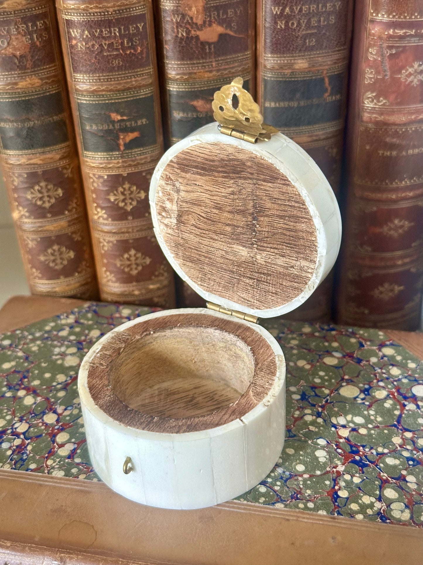 Horse Head Design Round Jewelry - Trinket Bone Box, 2-1/4"