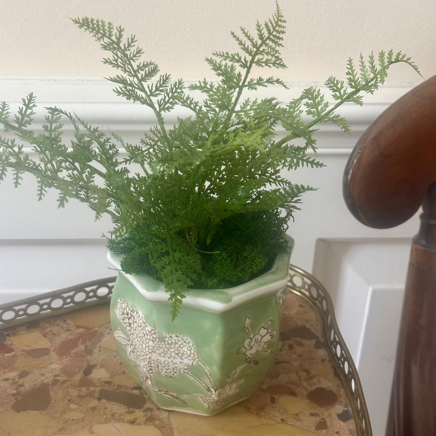Green Hexagon Ceramic Planter, 4.5"