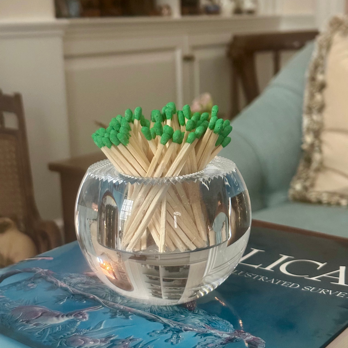 Round Acrylic Match Striker with Green Matches