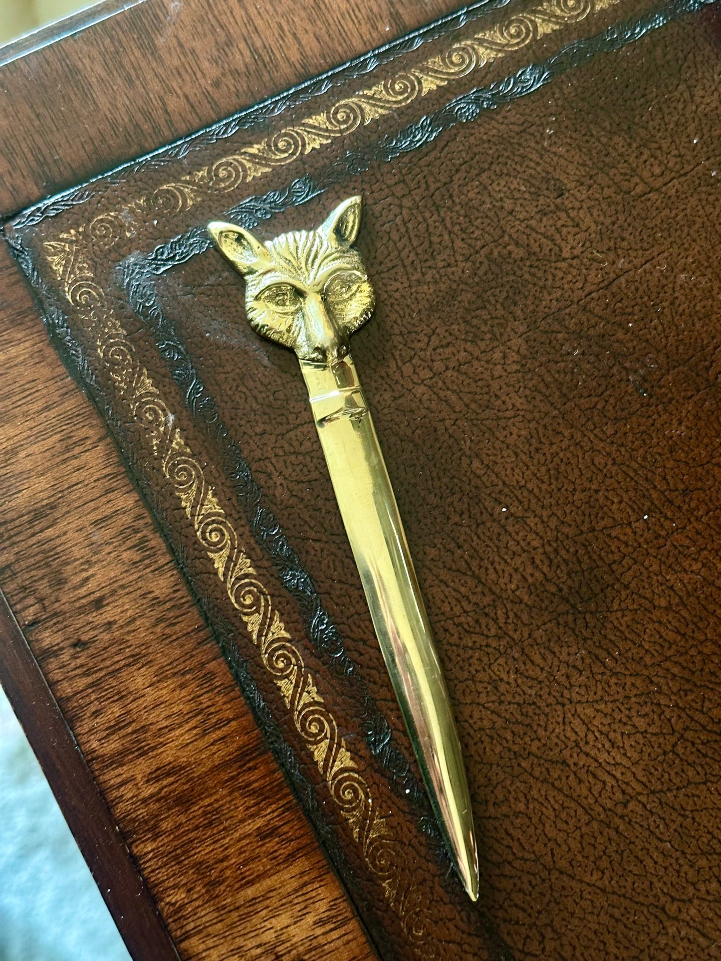 Solid Brass Fox Head Letter Opener