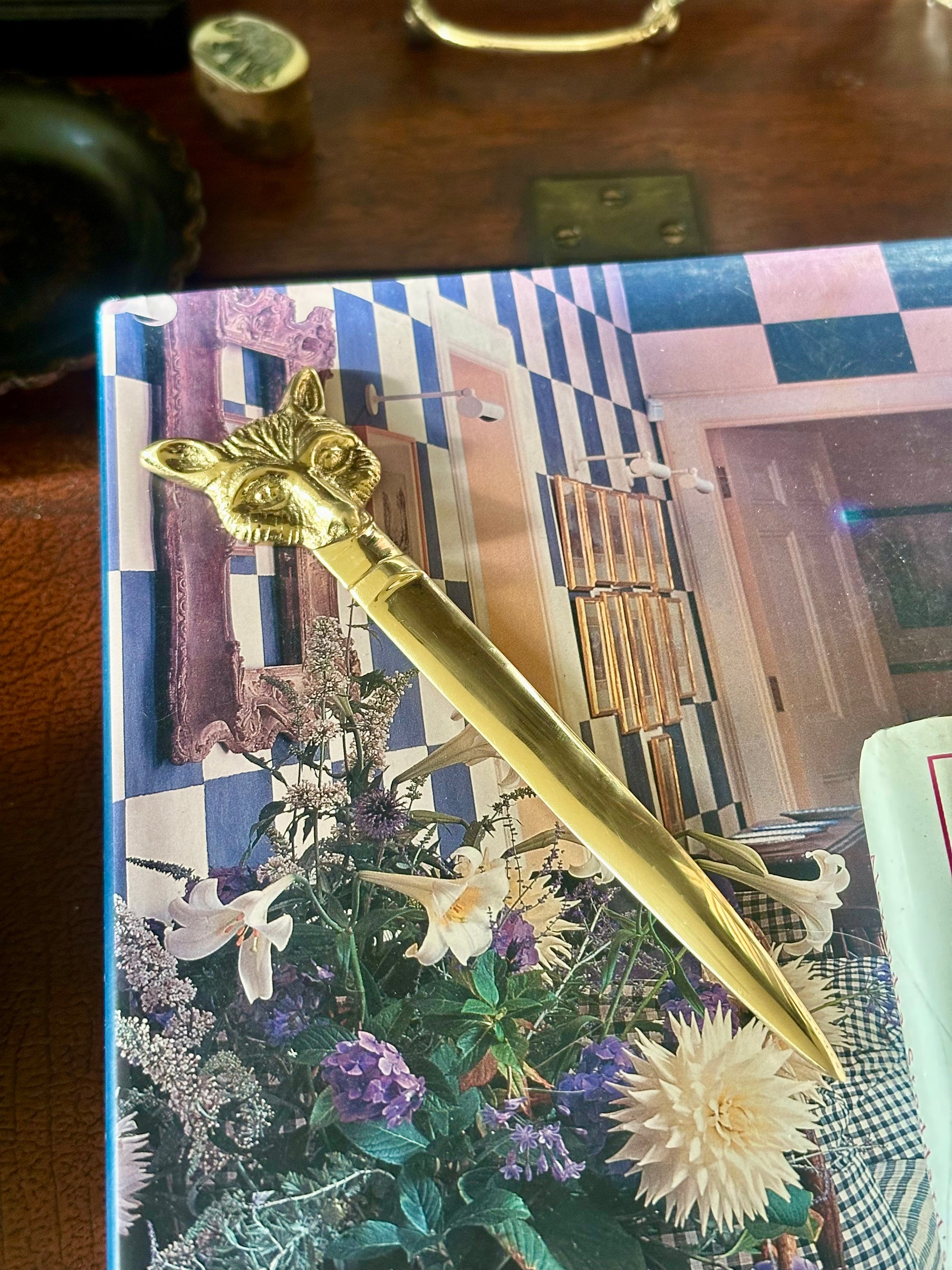 Solid Brass Fox Head Letter Opener