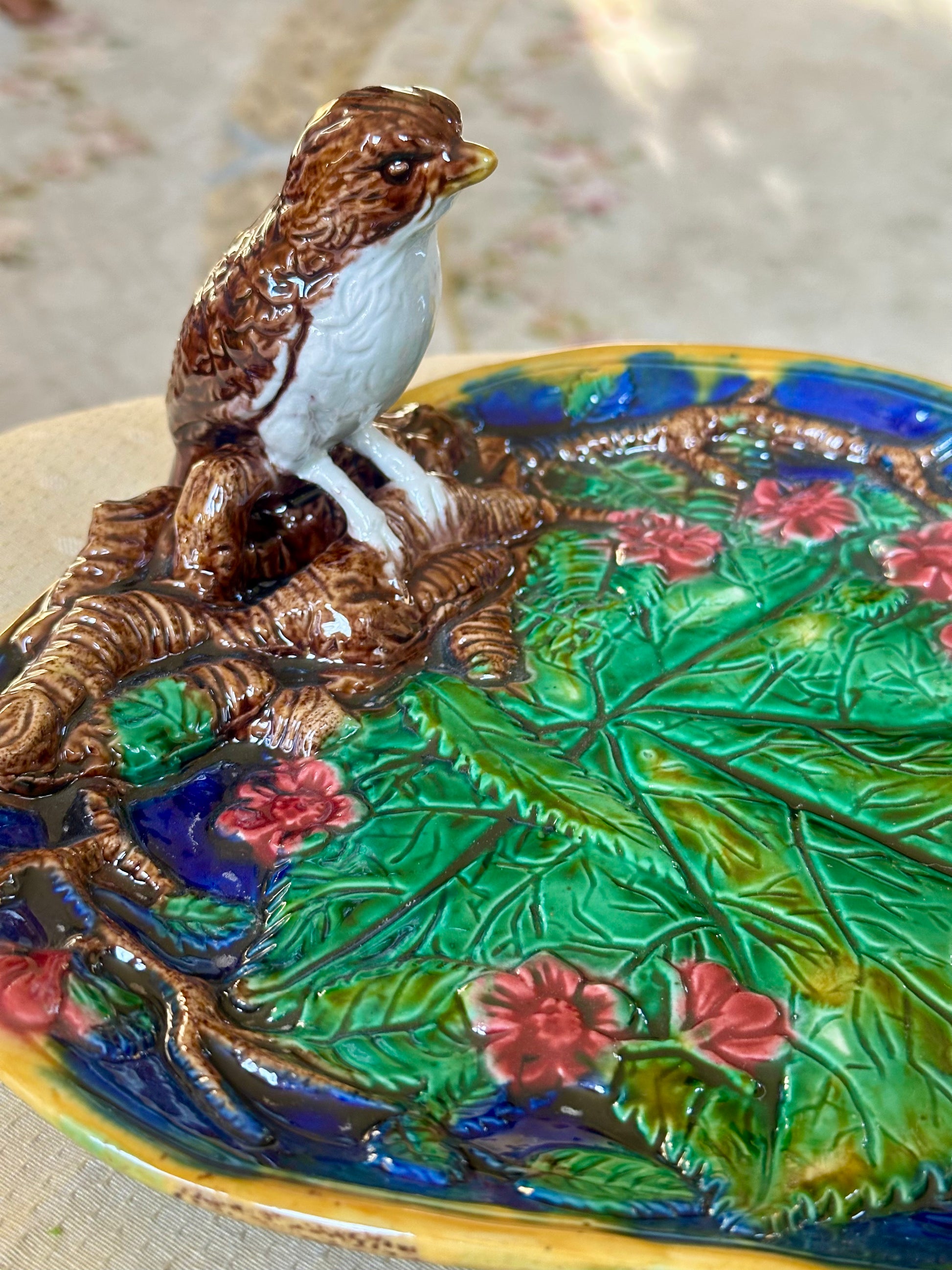 Staffordshire Leaf Plate with Bird