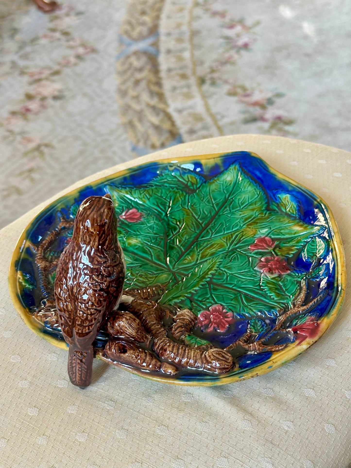Staffordshire Leaf Plate with Bird