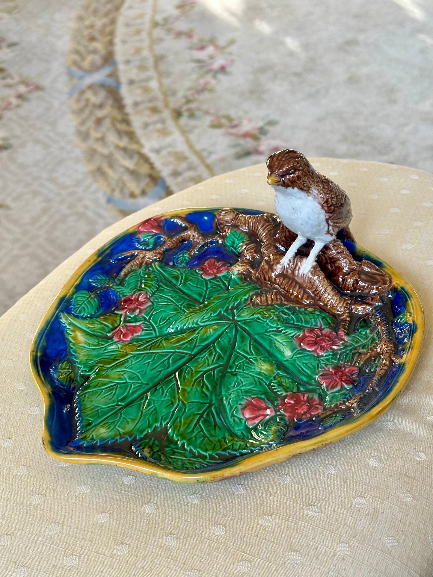 Staffordshire Leaf Plate with Bird