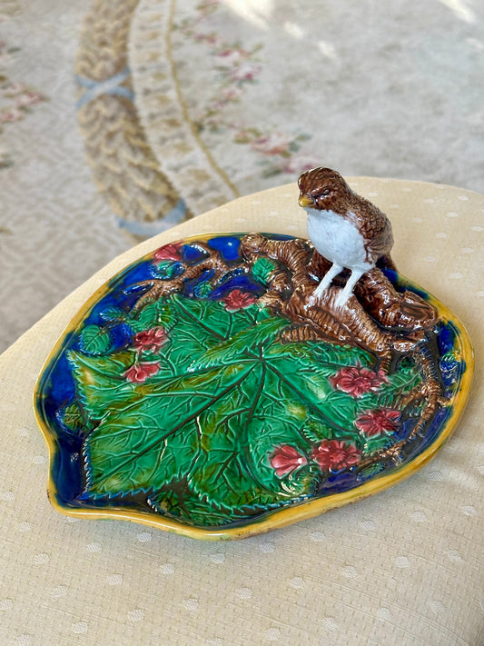 Staffordshire Leaf Plate with Bird