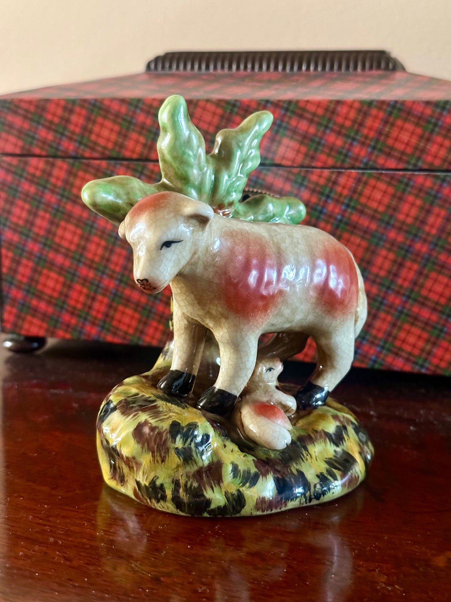 Staffordshire Sheep Under Tree Figurine