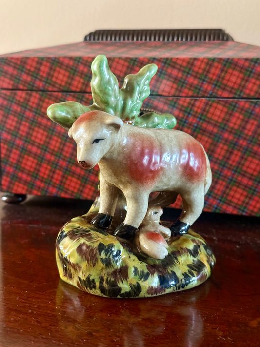 Staffordshire Sheep Under Tree Figurine
