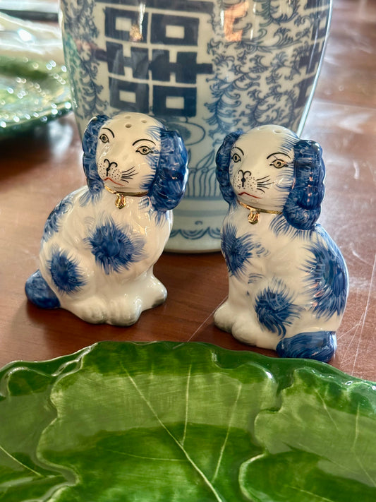 Staffordshire Style Dogs, Blue - Salt & Pepper Shakers