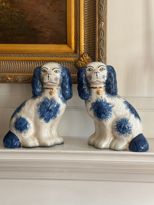 Staffordshire Style Dogs, Blue - Large