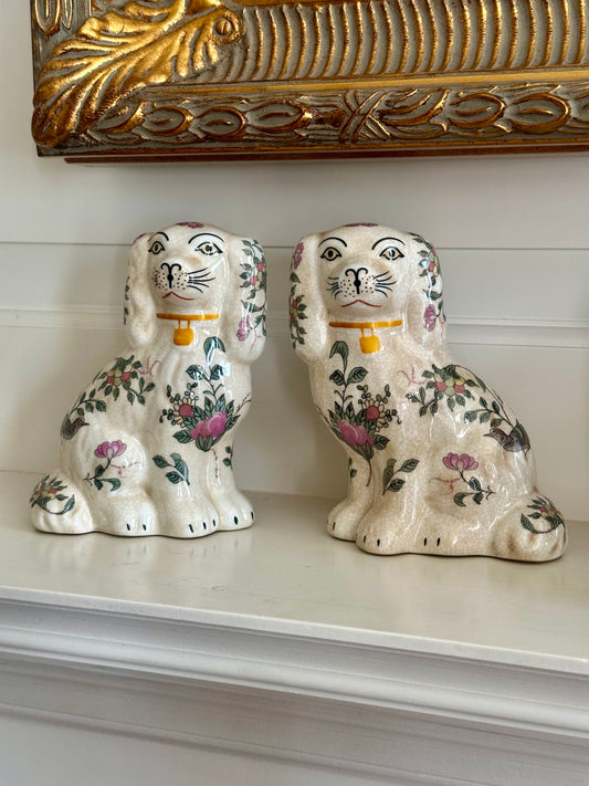 Staffordshire Style Dogs, Rose Medallion - Small 